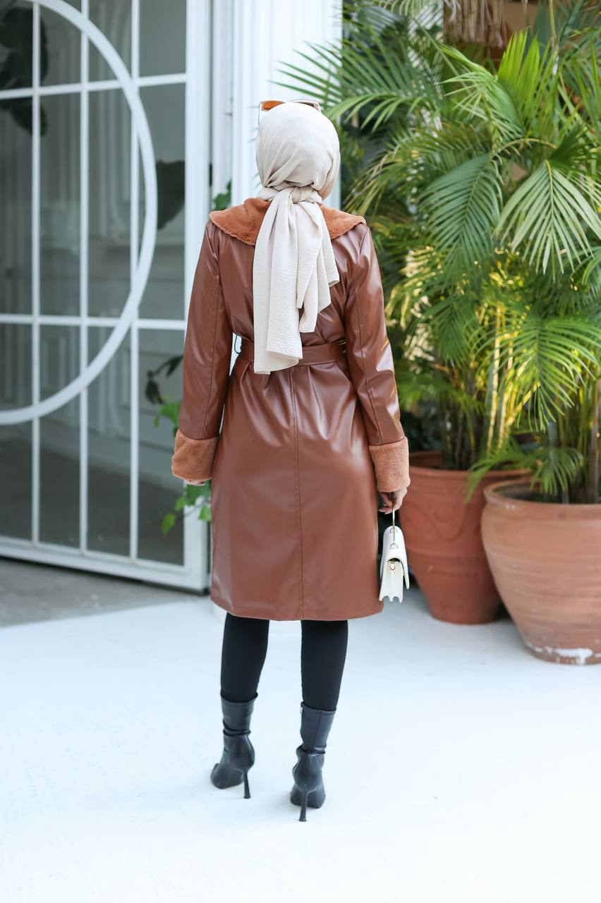 Trench long en similicuir CAMELIA